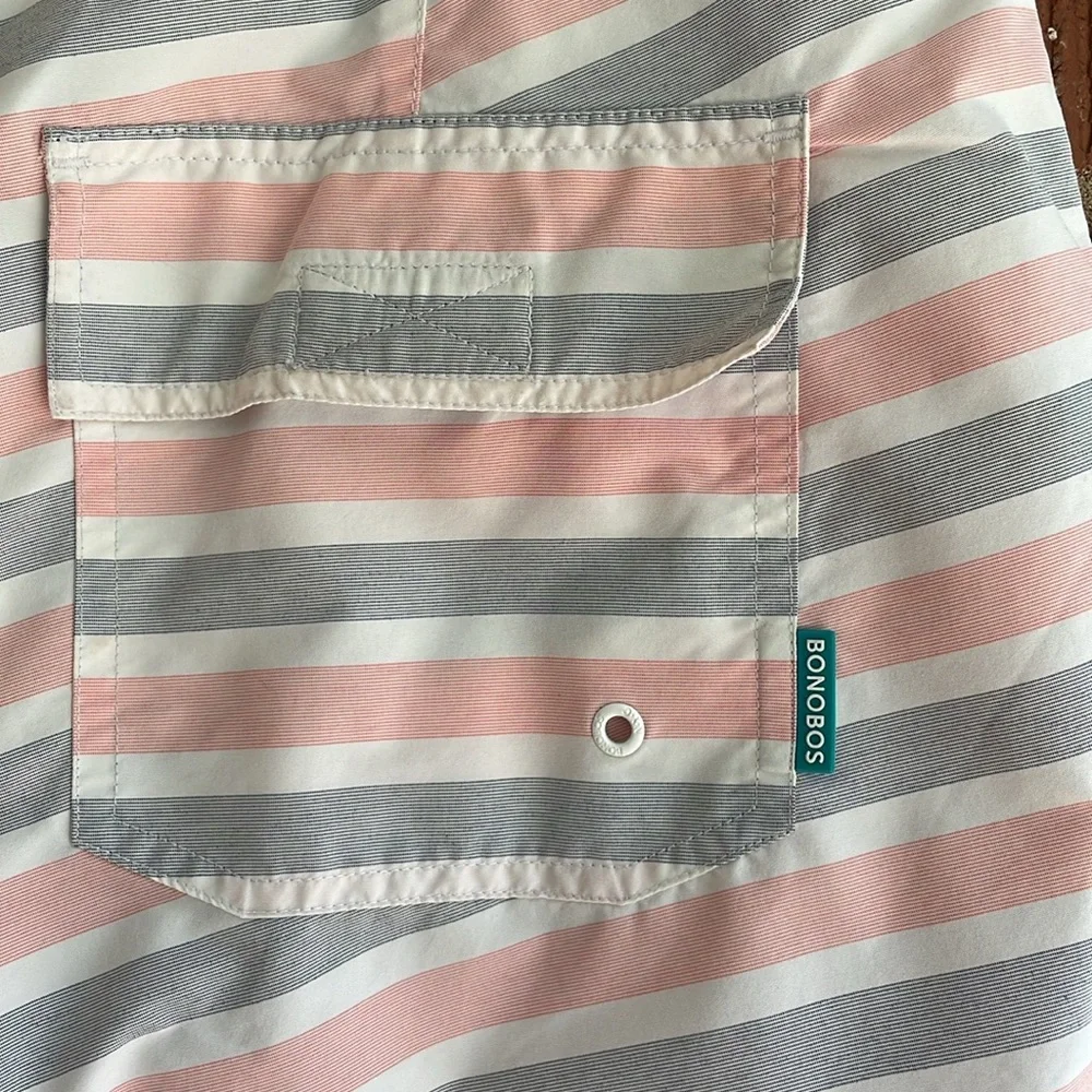 Men's Bonobos Swim Trunks Boardshorts Striped Size 32 Nautical Coastal Vacation